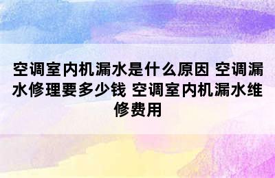 空调室内机漏水是什么原因 空调漏水修理要多少钱 空调室内机漏水维修费用